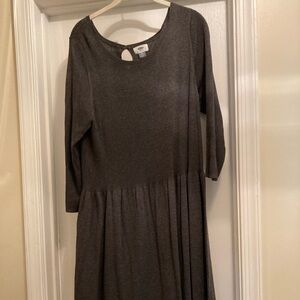 Old Navy Dark Gray Ribbed Long-Sleeve Knit Dress